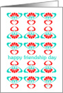 decorative carnations and hearts pattern, happy friendship day card