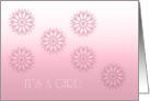 it’s a girl, abstract pink blossoms card