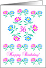 pink and blue flowers, happy 36th birthday card
