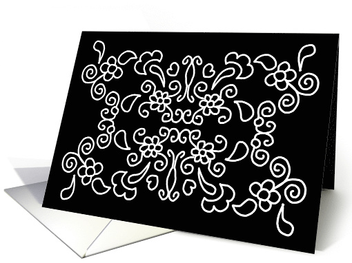 Black And White Symmetrical Floral Pattern card (1459412)