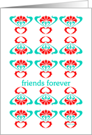 friends forever decorative carnations and hearts pattern Card