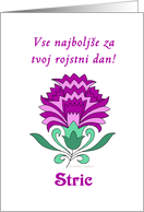 slovenian uncle birthday, decorative carnation, card