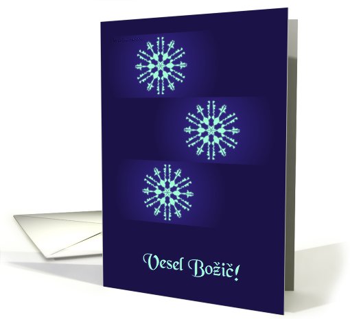 slovenian blue snowflakes christmas card (522021)