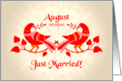 august wedding, birds in love, just married card