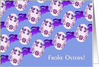 german easter eggs and bunnies card