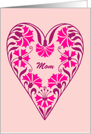 Mother’s Day for Mom, pink floral heart card