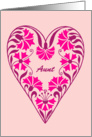 Birthday for Aunt, floral heart card