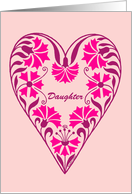 Birthday for Daughter, floral heart card