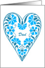 Father’s Day for Dad, blue floral heart card