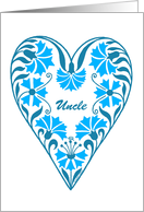 Father’s Day for Uncle, blue floral heart card