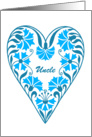 birthday for uncle, blue floral heart card