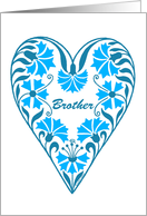 father’s day for brother, blue floral heart card