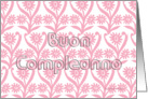 italian happy birthday, pink sunflowers pattern in ornamental style card