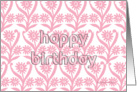 pink sunflowers pattern in ornamental style, happy birthday for her card