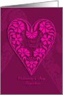 our first valentine’s day together, pink floral heart, card