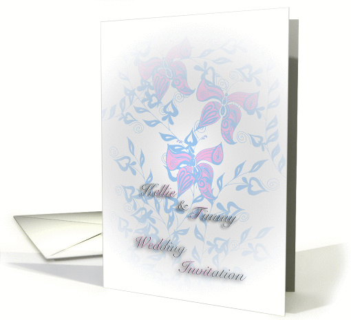 custom request wedding invitation with three butterflies no. 02 card
