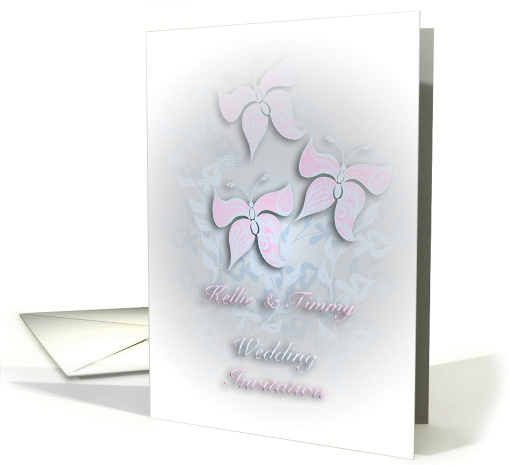 custom request wedding invitation with three butterflies no. 06 card