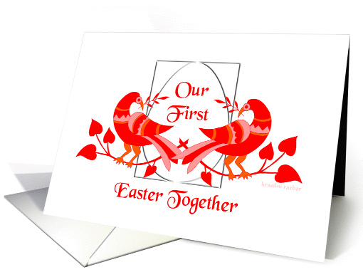 our first easter together, two birds, silhuette of egg, card (795770)