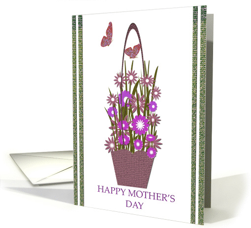 HAPPY MOTHER'S DAY, basket of flowers & butterflies card (616119)