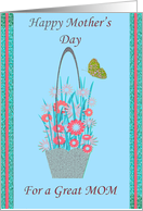 HAPPY MOTHER’S DAY, basket of flowers & butterflies card