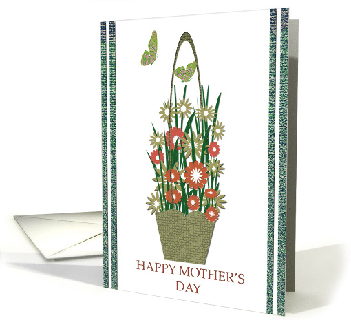 HAPPY MOTHER'S DAY, basket of flowers & butterflies card (616122)