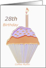 28th Happy Birthay Coffee Muffin with Candle card