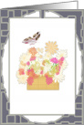 Flowers and Butterfly with Ornament Border card