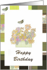 Happy Birthday,Flowers and Butterfly’s with Abstract Border card