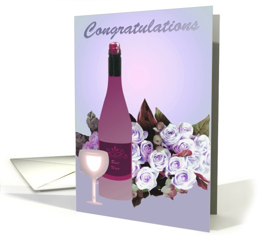 Congratulations Roses and Wine card (701411)