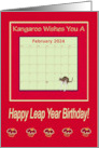 Happy Leap Year Birthday Kangaroo Leaping Cupcake Trim Custom Text card