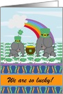 Elephants, Pot of Gold, Rainbow St. Patrick’s Day, Custom Text card