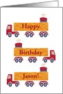 Inter-modal Container Truck Driver Birthday card, Three Trucks & Cakes card