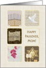 Passover for Mom, Menorah, Dove, Scroll, Grapes, Star of David card