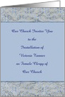 Installation Invitations for Female Clergy. Ornate Cross, Custom Text card
