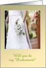 Wedding Dress with Bouquet of Flowers, Bridesmaid, Custom Text card