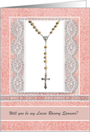 Lasso Rosary Sponsor, Rosary with White Lace with Pink Flowers card