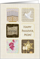 Passover for Mom, Menorah, Dove, Scroll, Grapes, Star of David card