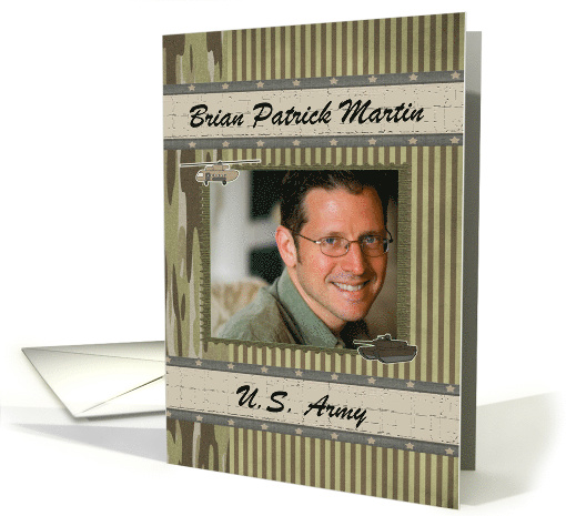 Army Commissioning Invitation Photo Card with Custom Text card