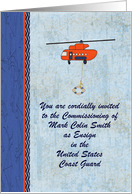 U.S. Coast Guard Commissioning Invitation, Helicopter, Custom Text card