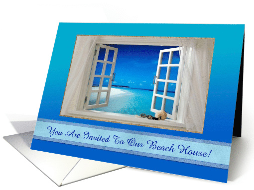 Beach House Invitation, Ocean View Out the Window of the... (1473950)