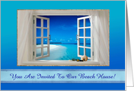 Beach House Invitation, Ocean View Out the Window of the Beach House card