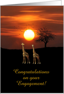 Giraffe Engagement Congratulations , Custom Text card
