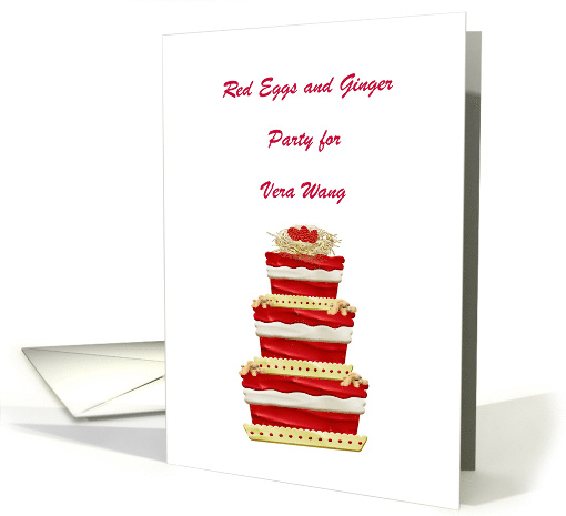 Red Eggs & Ginger Party Invitation, Nest of Eggs on Cake,... (1603658)