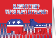 Election Night Watch Party Invitation Patriotic Elephant and Donkey card