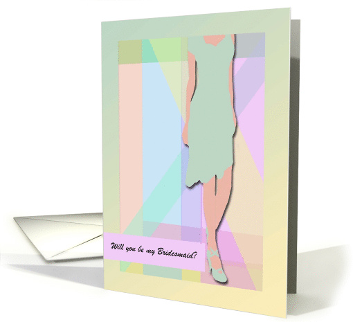 Pastel Green Abstract and Dress, Bridesmaid, Custom Text card (362612)