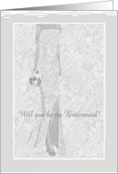 Elegant Blue Green Dress with Bouquet, Bridesmaid card