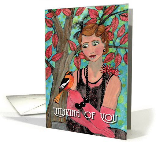 Lady with bird card (1330556)