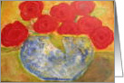 Red Roses Blue Vase Watercolor card