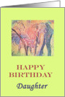 Happy Birthday Daughter Card - Mom and Baby Elephant card