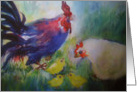 Rooster and Family - Blank Card - Watercolor card